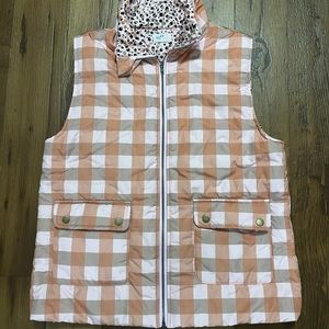 Pete and Lucy Women’s Orange/Pink Plaid Vest Size L